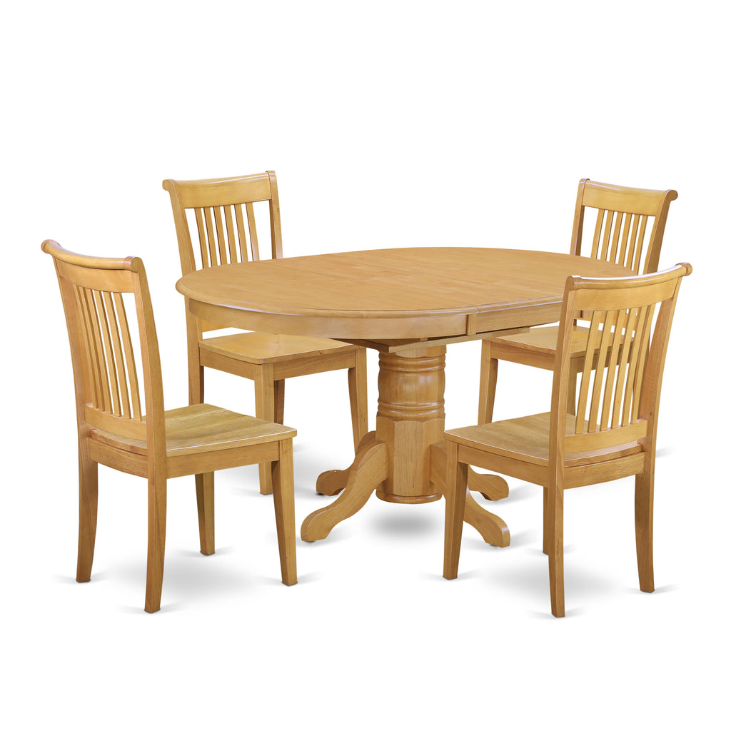 AVPO5-FXG-A Gracious Dining Set 5-Piece Ensemble with Expandable Table & 4 Chic Chairs, Oak Finish