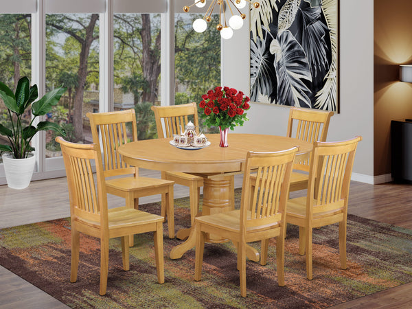 AVPO7-JXY-K Stylish 7-Piece Oak Oval Dining Set with