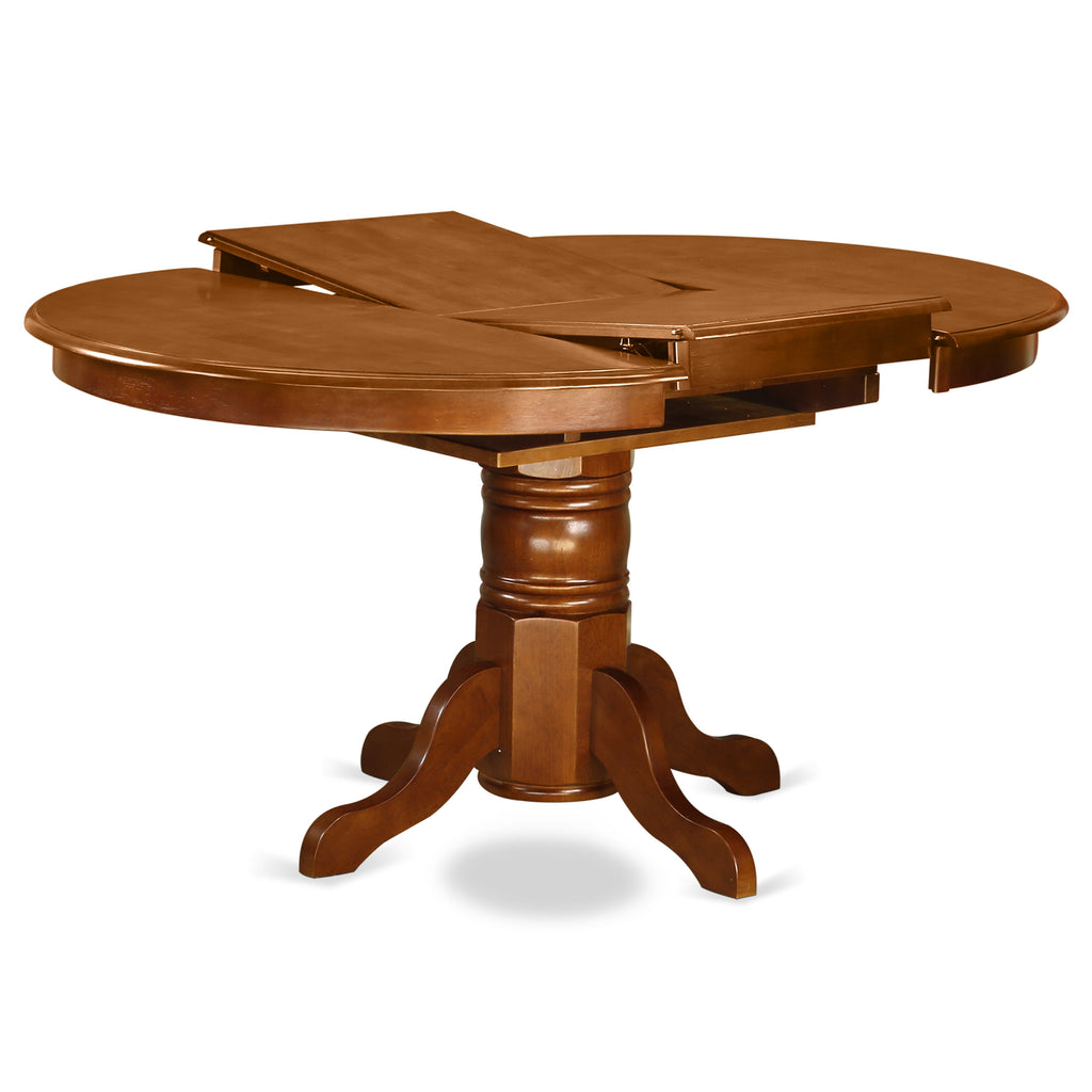 AVPO5-VMT-Z 5-Piece Dining Set Oval Table with Leaf & 4 Chairs in Saddle Brown, 42x60