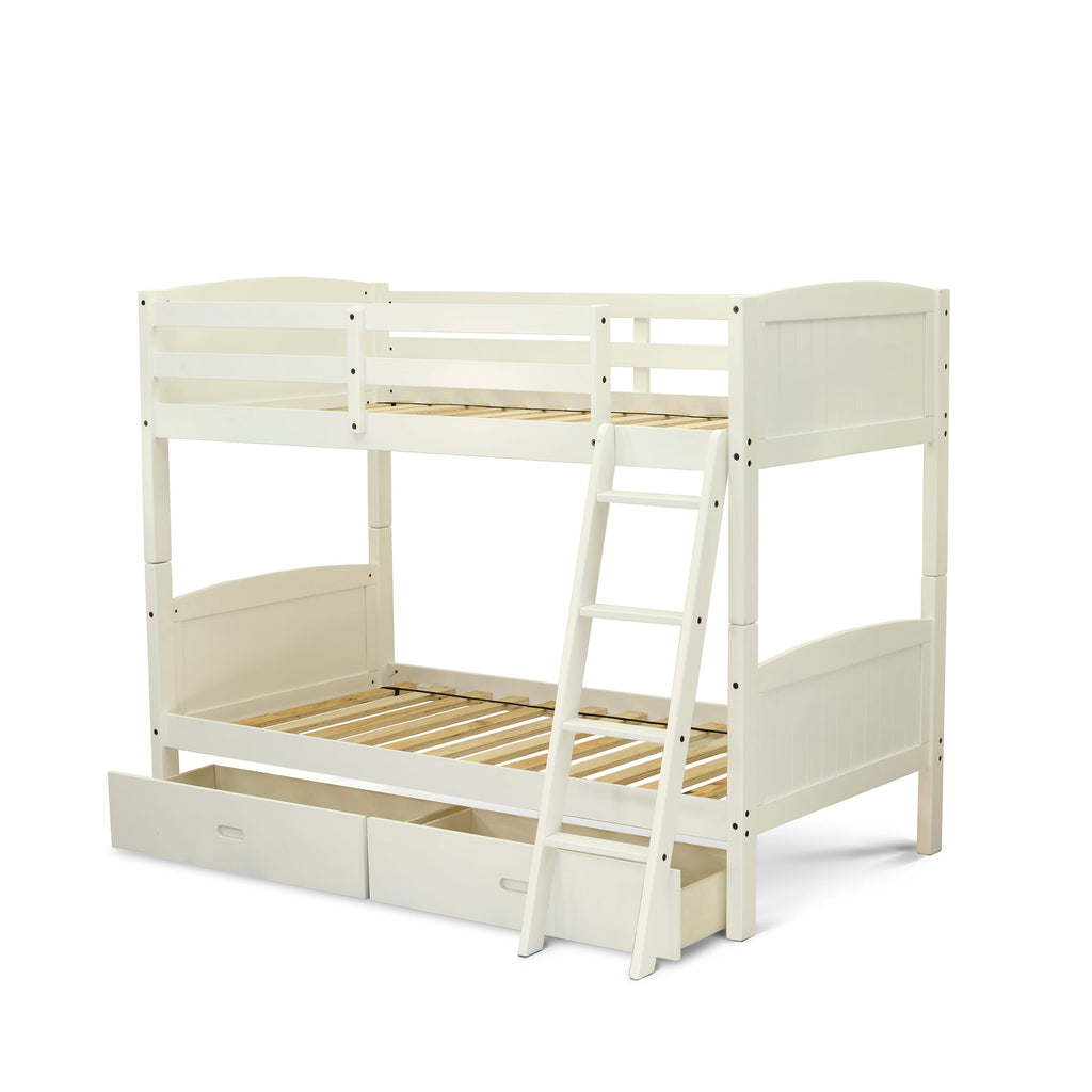 AYB-0T-6H Albury White Twin Bunk Bed with Storage Drawer Elegance