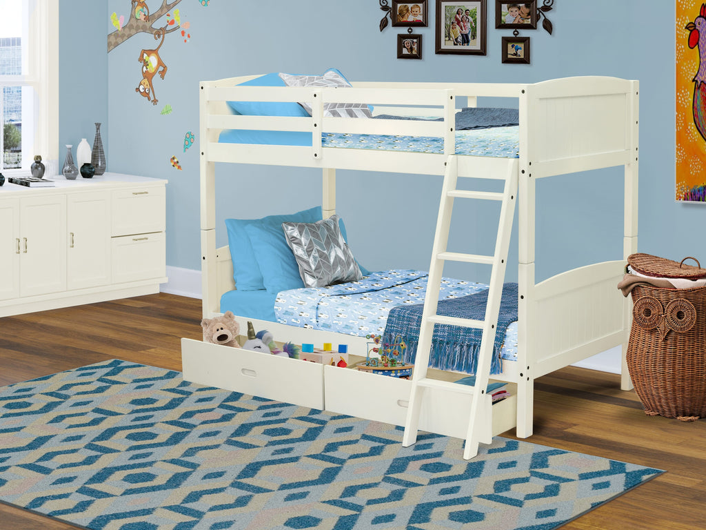 AYB-0T-6H Albury White Twin Bunk Bed with Storage Drawer Elegance