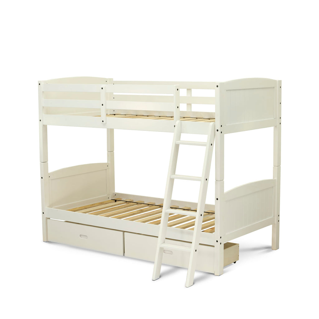 AYB-0T-6H Albury White Twin Bunk Bed with Storage Drawer Elegance