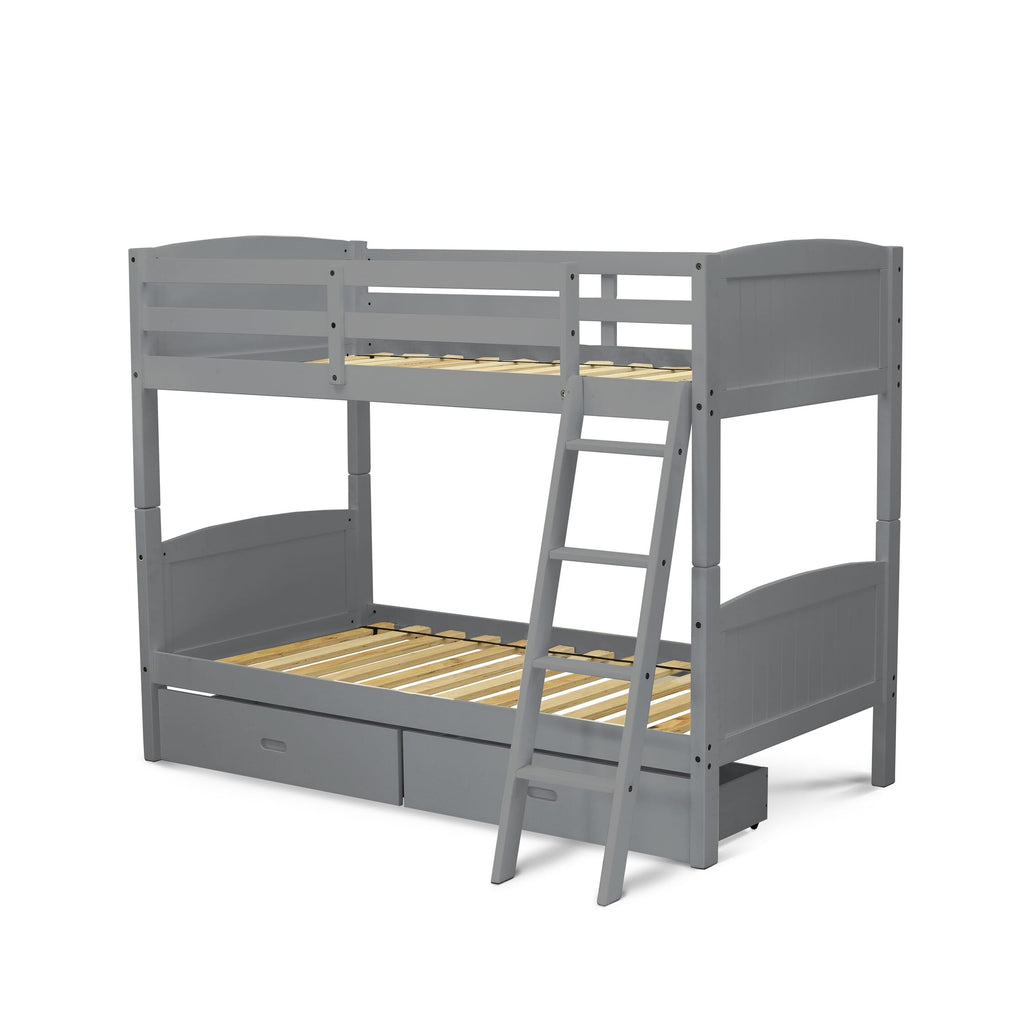 Stylish Gray Twin Bunk Bed with Under Drawer - AYB-05-4I - Albury Collection