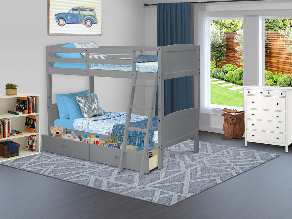 Stylish Gray Twin Bunk Bed with Under Drawer - AYB-05-4I - Albury Collection