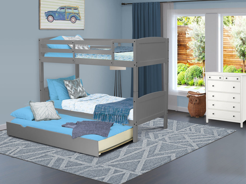 AYB-0K-C8 Albury Twin Gray Bunk Bed with Multifunctional Trundle and Storage Drawer