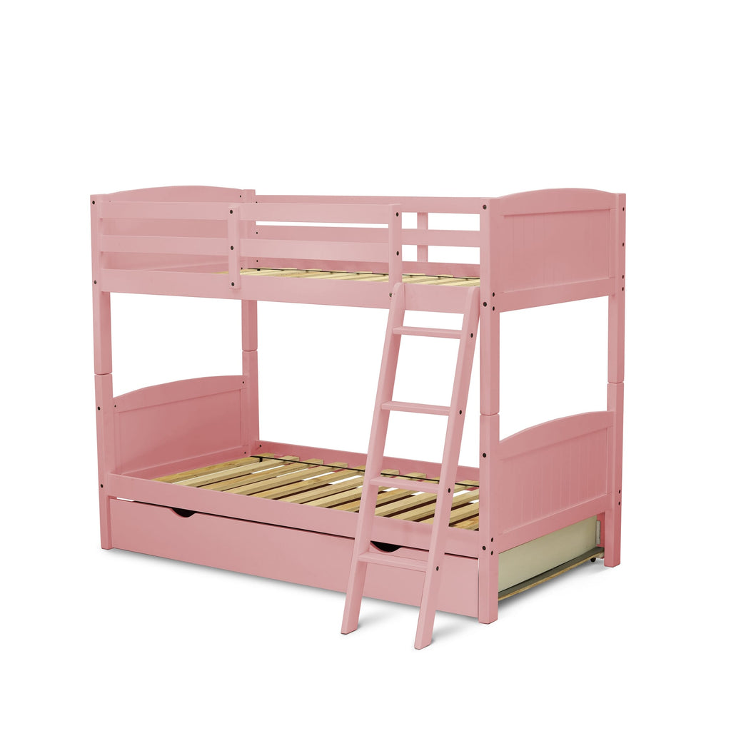 Dazzling Pink Twin Bunk Bed with Trundle & Drawer -  AYB-0L-8Z - Ultimate Convertible Solution