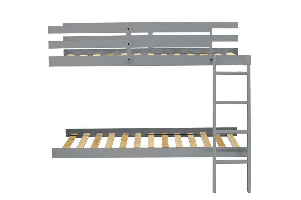 AYB-0K-C8 Albury Twin Gray Bunk Bed with Multifunctional Trundle and Storage Drawer