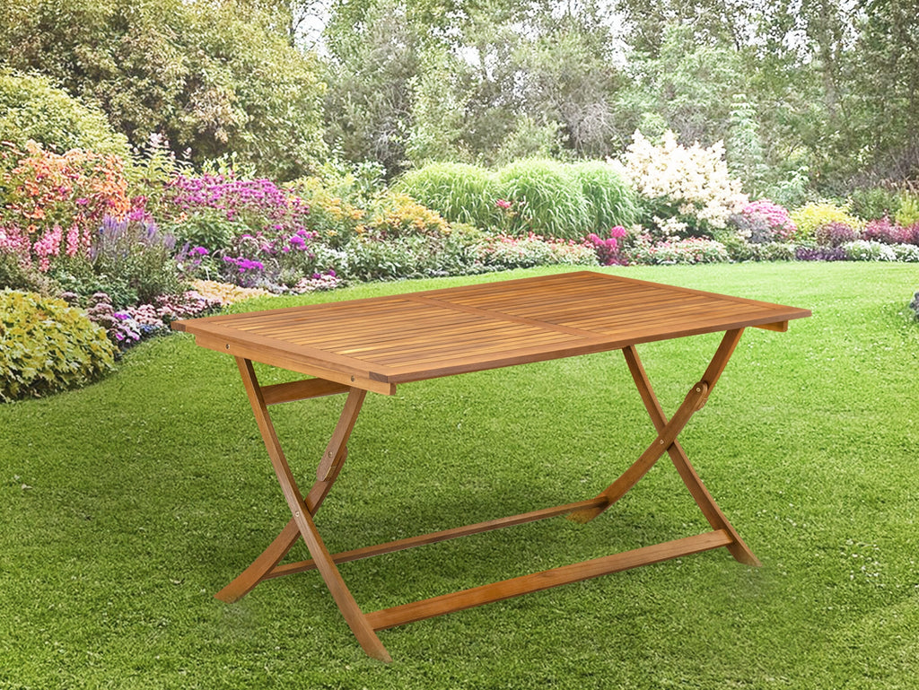 BAETFCB Stunning Avondale Outdoor Rectangle Dining Table - Acacia Wood with Extension Leaf, 36x60, Natural Finish
