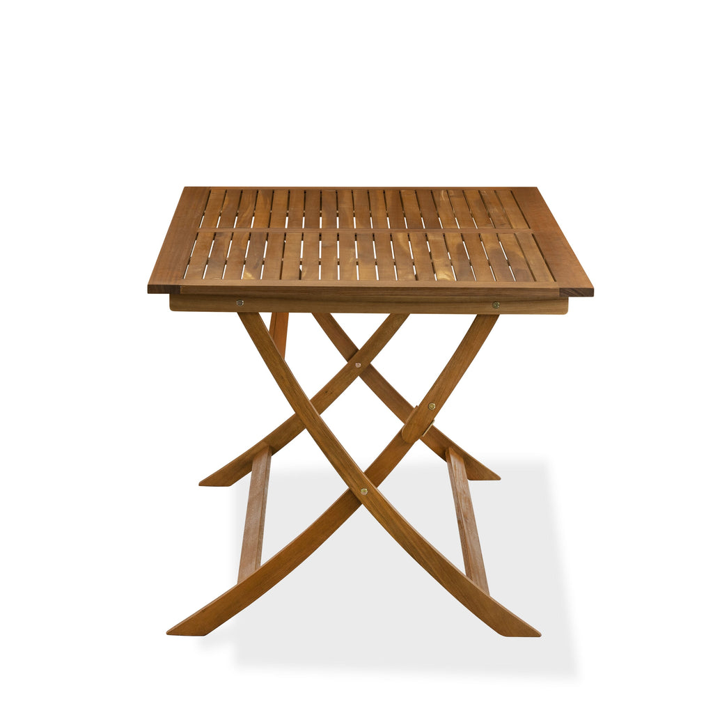 AECM5KMH4 5-Piece Patio Dining Set with Rectangle Table & Foldable Armchairs, Natural Finish