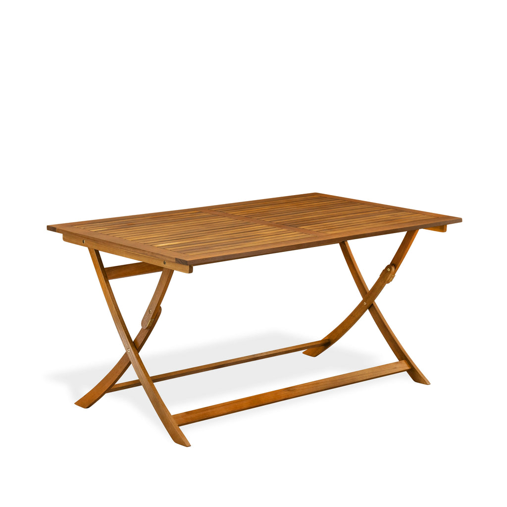 AEFM5L85V Outdoor 5-Piece Patio Set with Rectangle Acacia Dining Table & 4 Chairs, Natural Oil Finish