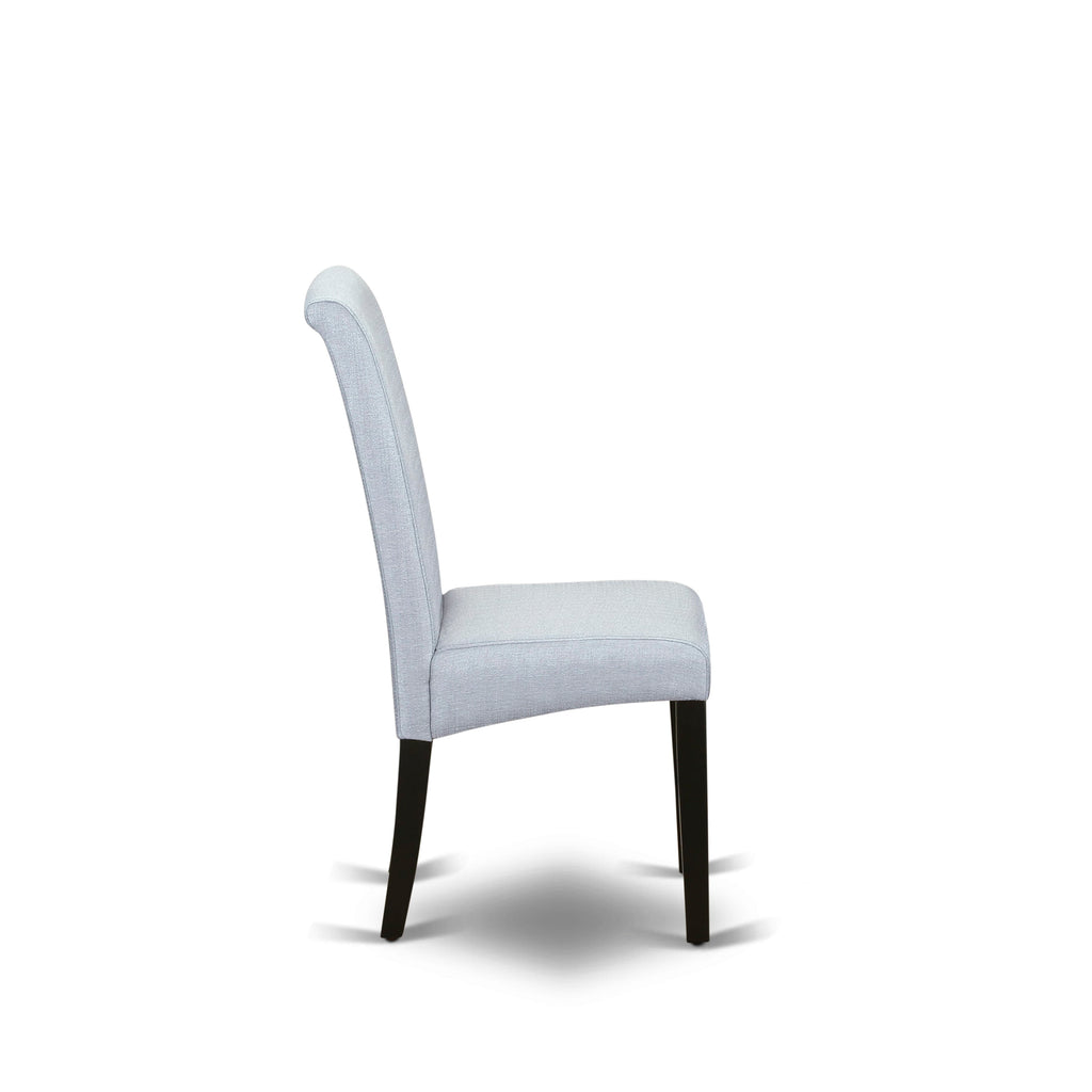 BAP1T7P Modern Gray Linen Dining Chairs Set of 2 with Padded Seats & Black Legs