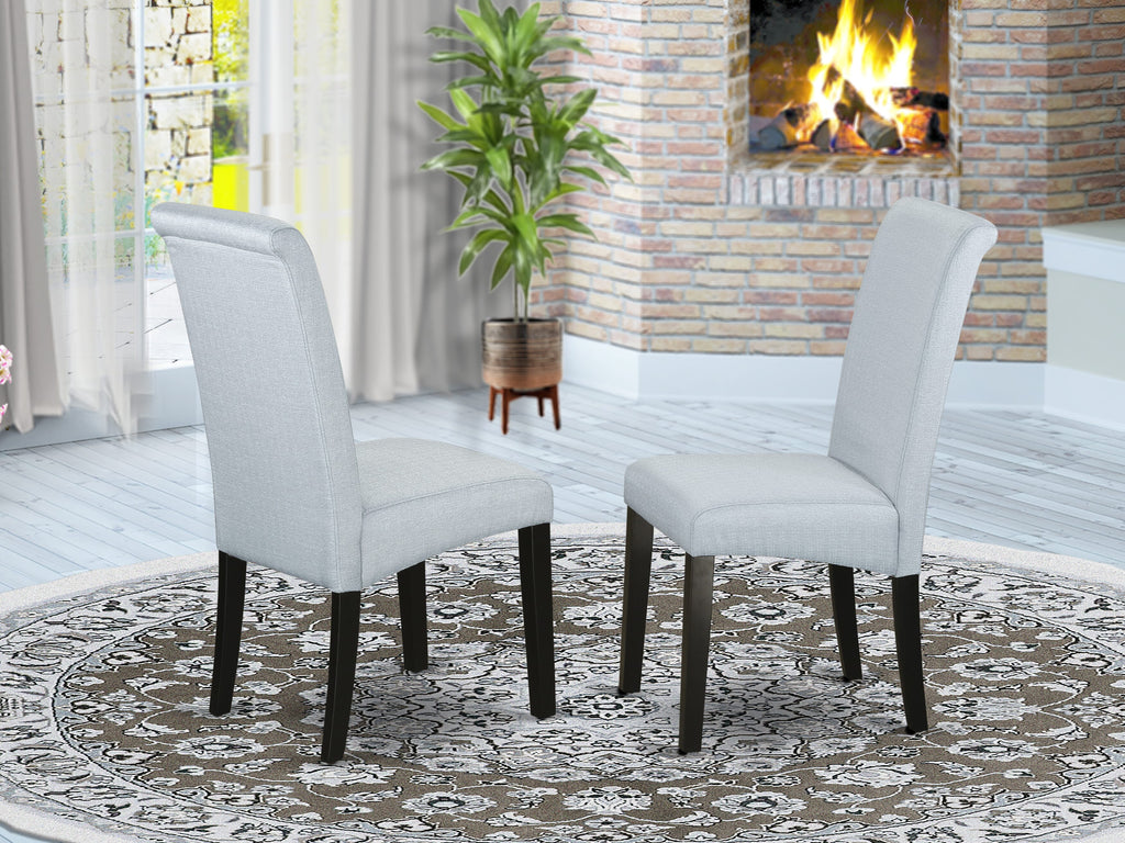 BAP1T7P Modern Gray Linen Dining Chairs Set of 2 with Padded Seats & Black Legs