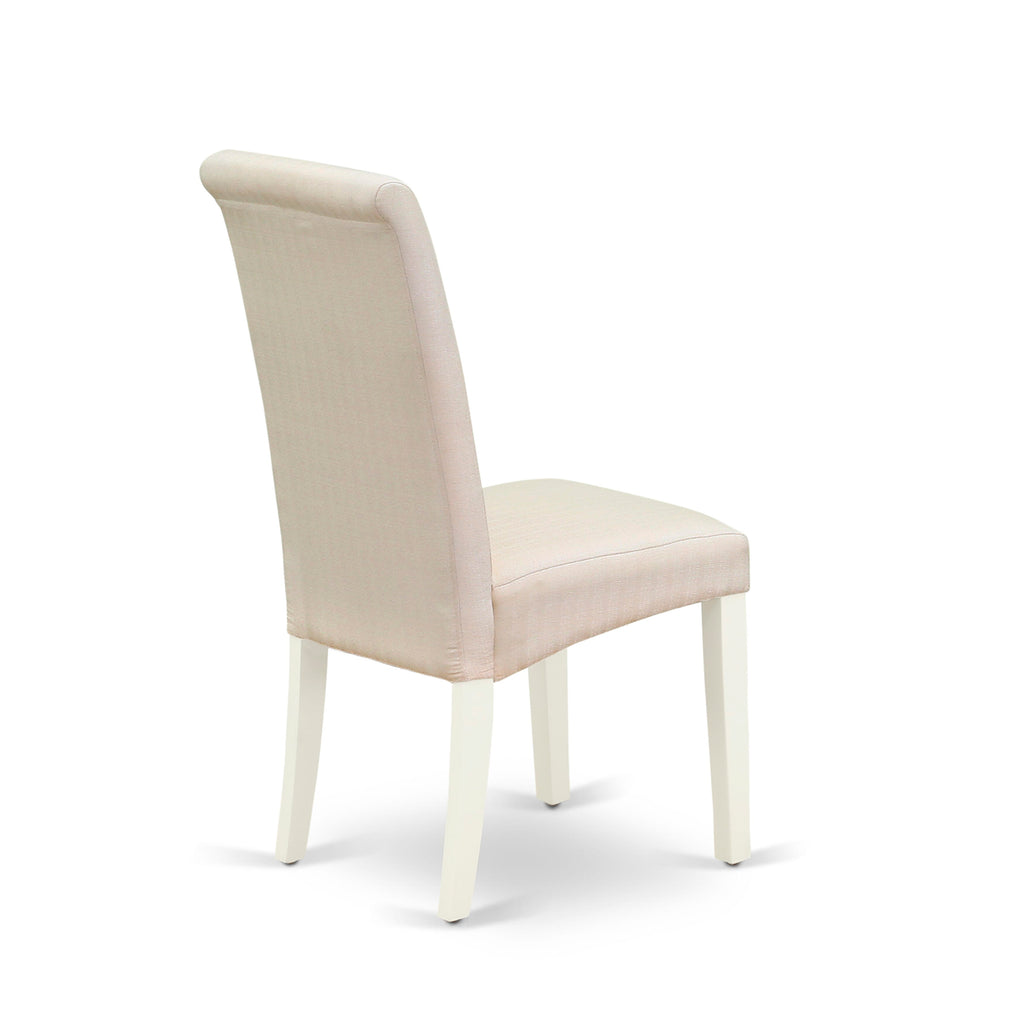AVBA7-6SR-XT Oval Dining Set with Dome Extension & 6 Cream-Chic Upholstered Seats in White 42x60