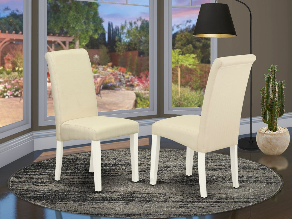 BAP2T74 Elegant Barry Dining Room Chairs Cream Linen Upholstered Set in Linen White, Pair