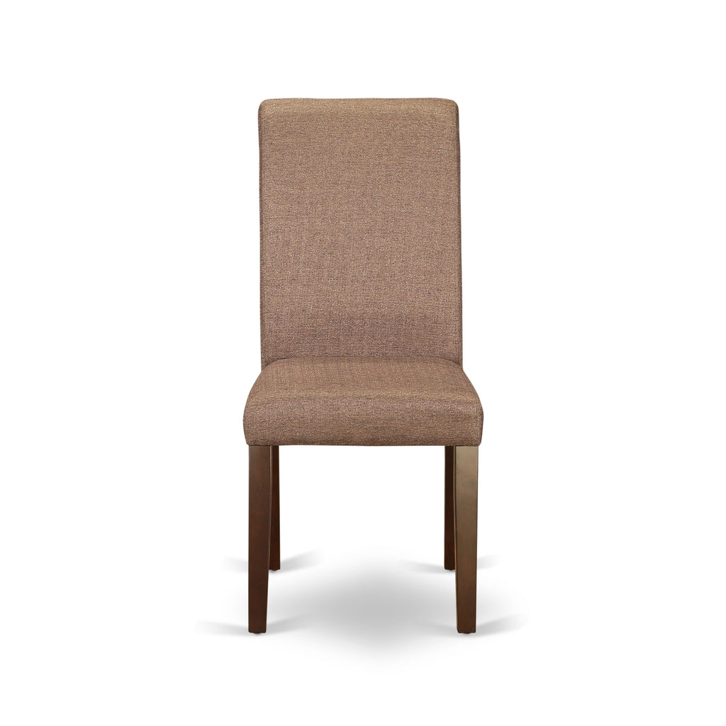BAP3TXE Mahogany Brown Linen Dining Chairs - Upholstered Parson Set of 2