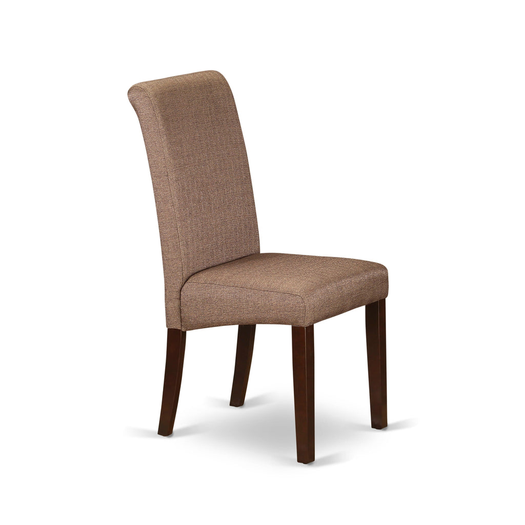 BAP3TXE Mahogany Brown Linen Dining Chairs - Upholstered Parson Set of 2