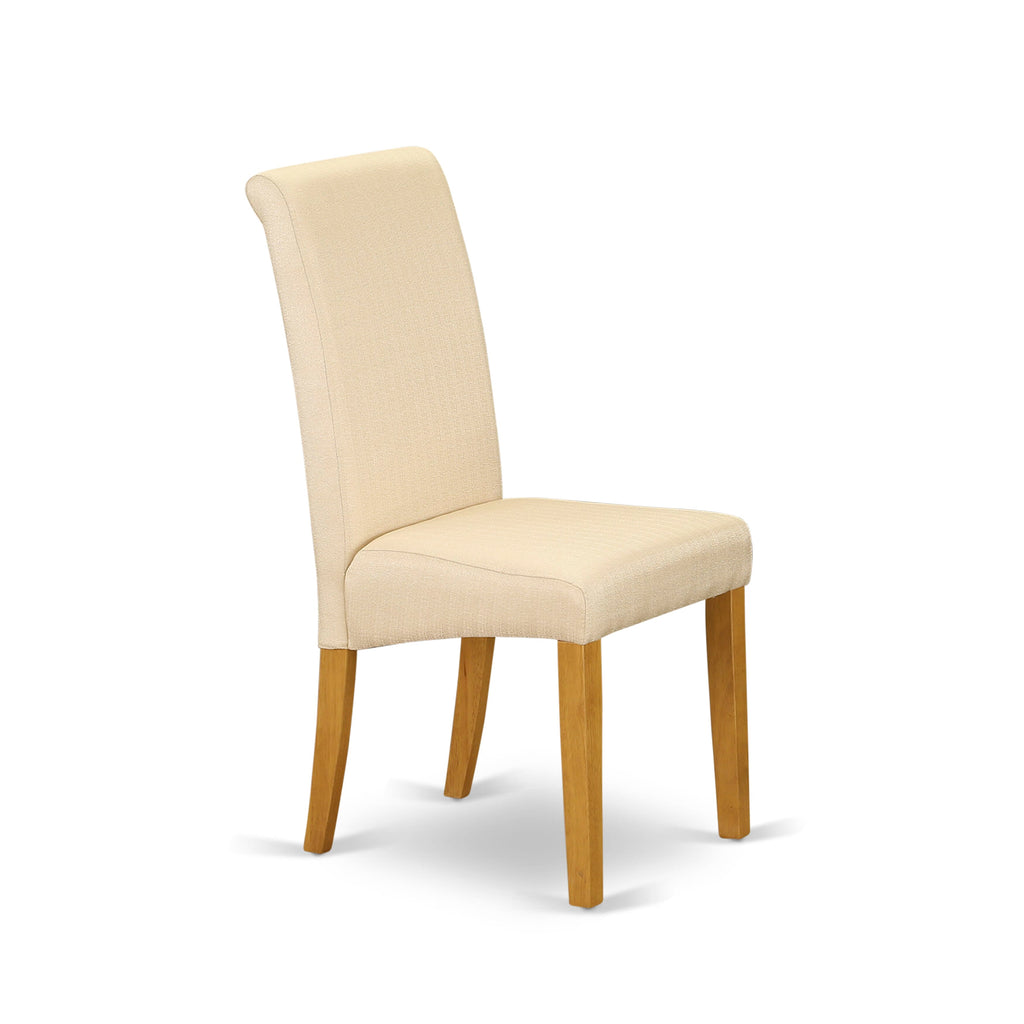 CABA7-ESL-9P 7 Piece Dining Set with Rectangle Table and 6 Beige Fabric Chairs for Elegant Dining and Comfort in Oak Finish