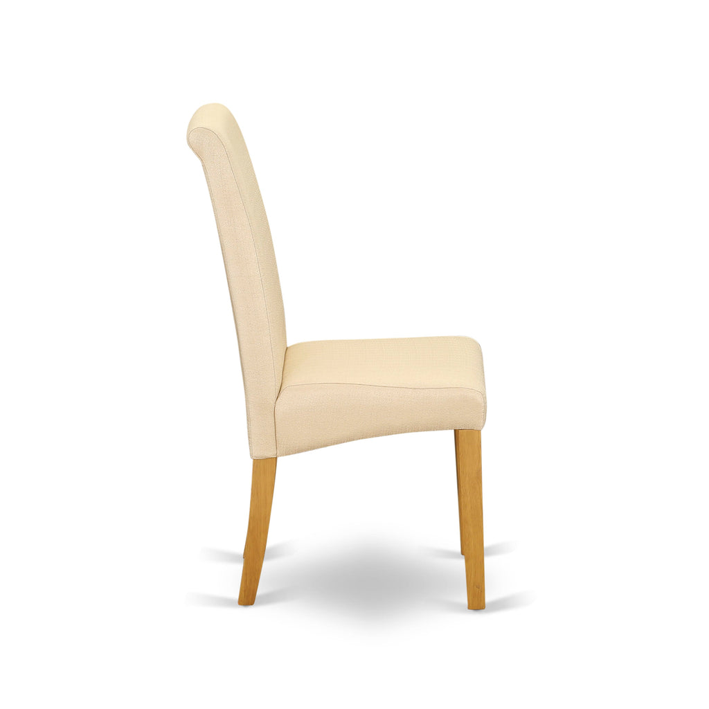 BAP4T6L Barry Parson Dining Set Oak Frame with Linen Upholstery, Beige Chair Pair