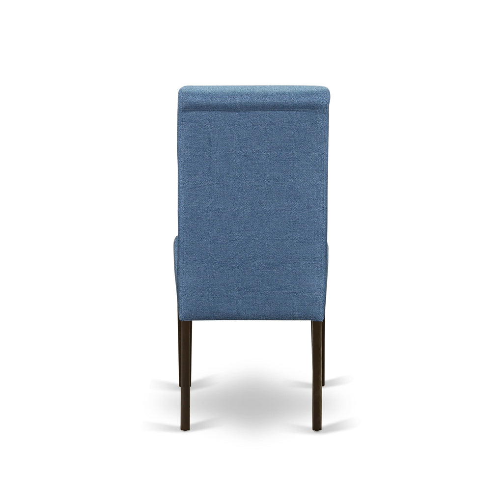 HEBA9-H1K-XC 9-Piece Dining Table Set with Pedestal and Blue Linen Chairs - 42x72 Cappuccino Delight