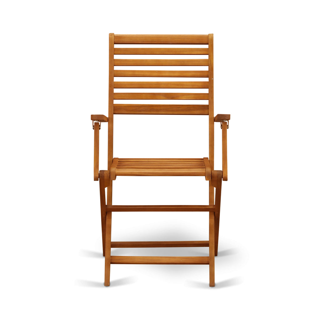 DIBS78VXC 7-Piece Patio Set with Oval Acacia Table & 6 Foldable Chairs, 36x60, Natural Finish