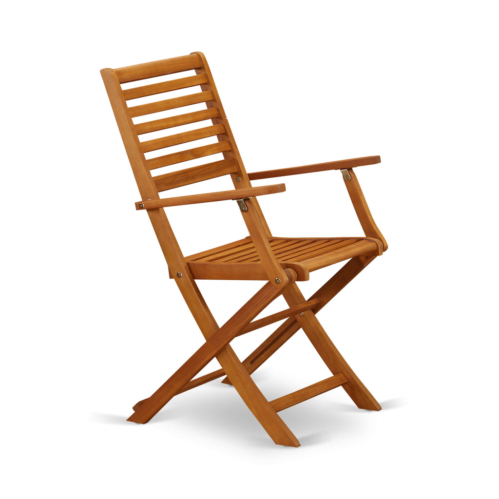 DEBS9HFTID 9-Piece Patio Dining Ensemble with Acacia Wood Table, Folding Armchairs & Side Seats, 40x72 in Natural Oil