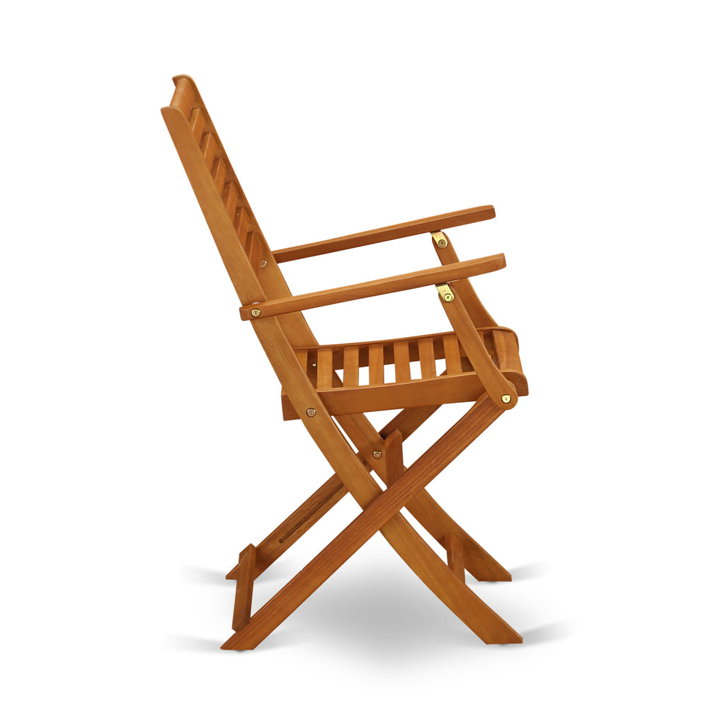 DEBS58ETTS 5-Piece Outdoor Wooden Patio Dining Set with Rectangle Table 2 Folding Armchairs and 2 Side Chairs