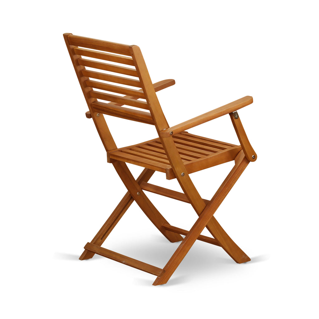 DEBS58ETTS 5-Piece Outdoor Wooden Patio Dining Set with Rectangle Table 2 Folding Armchairs and 2 Side Chairs