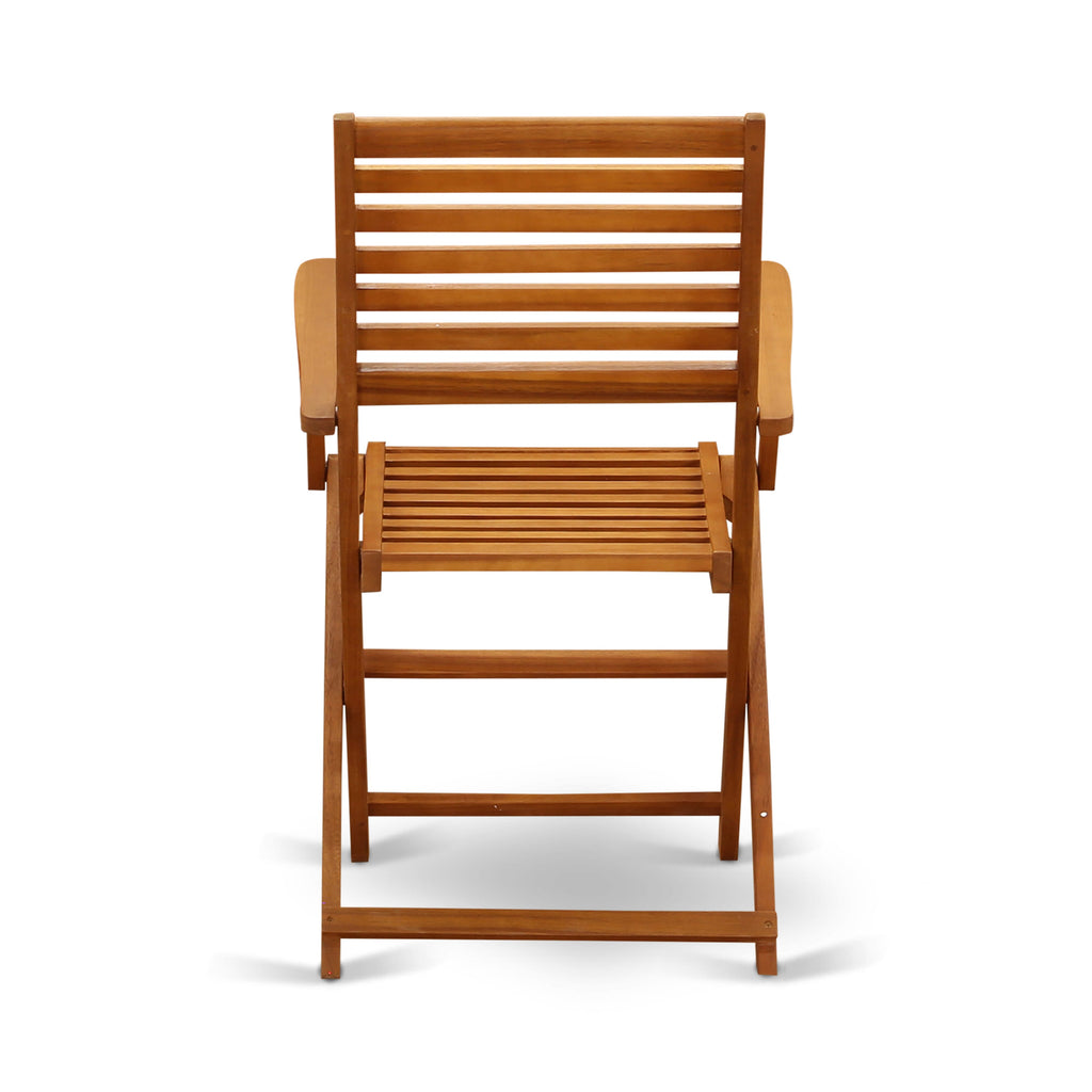 BBSCAFM Outdoor Beasley Chairs Set of 2 with Armrests - Natural Oil-Finished Acacia Wood Folding Patio Seating