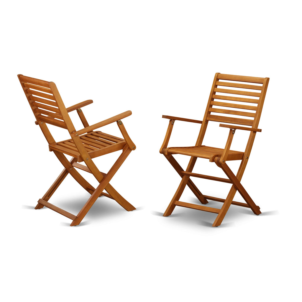 Patio Garden Dining Set AEBS5S3QS with Acacia Wood Table and Foldable Chairs, Natural Oil Finish