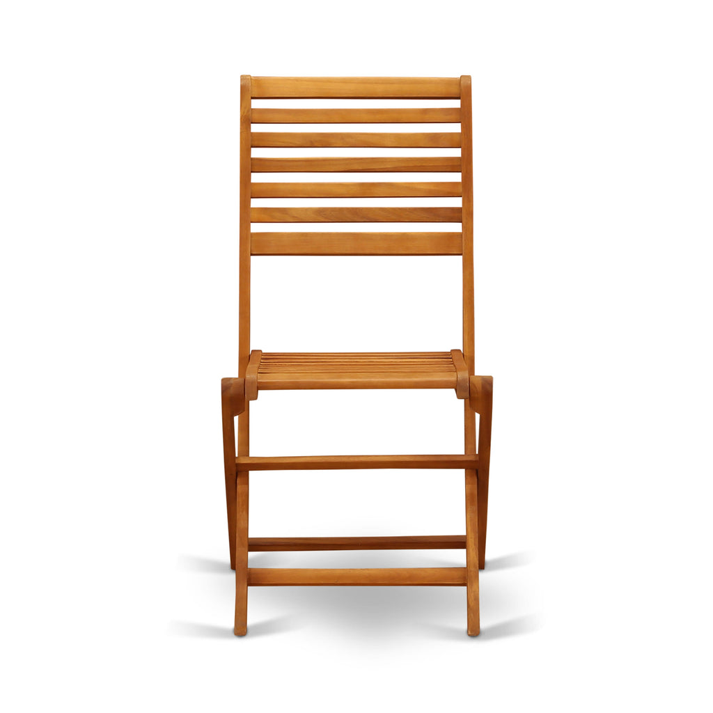 DEBS7XU9B 7-Piece Outdoor Dining Set with Rectangular Acacia Wood and Foldable Chairs, Natural Finish