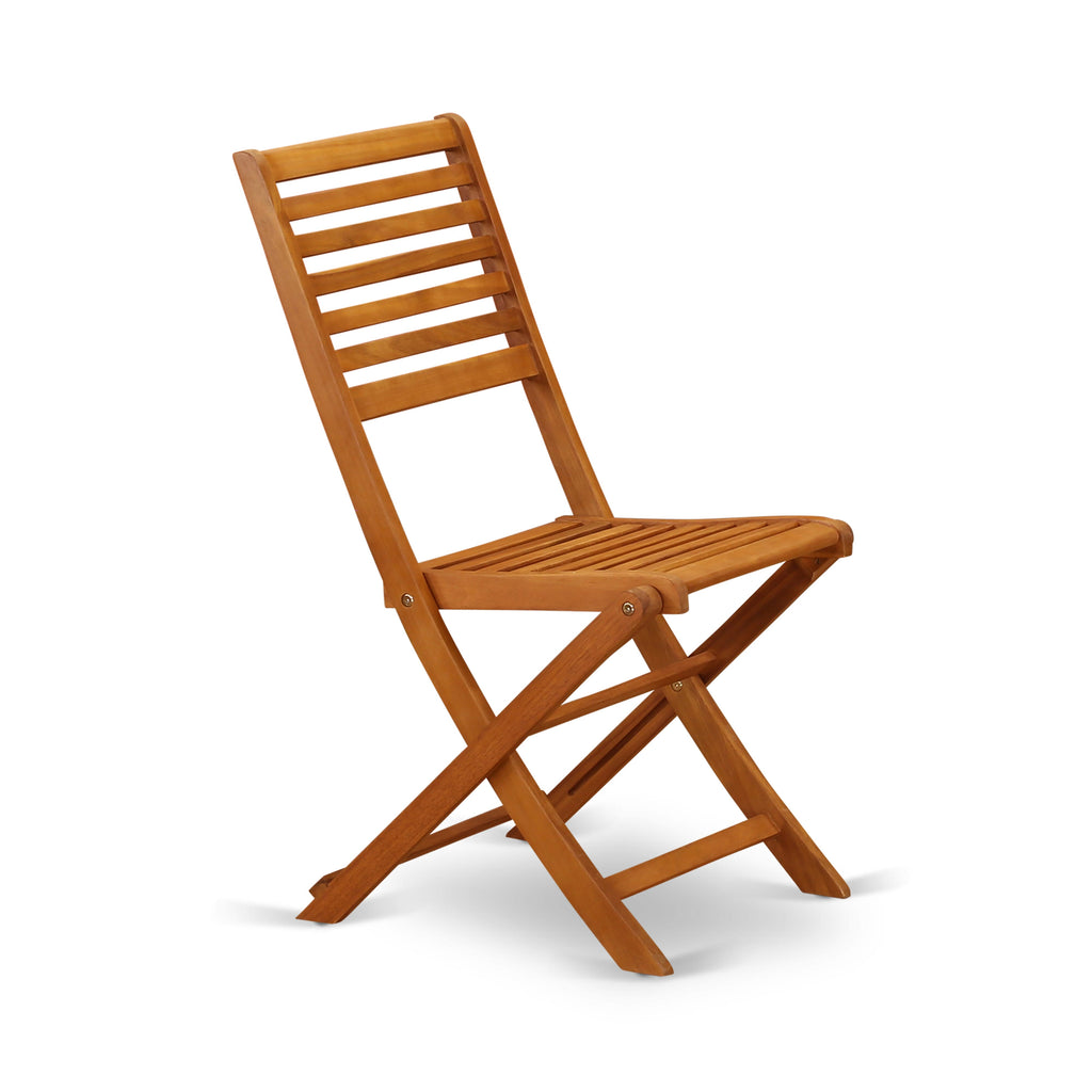 DEBS9Q7SF 9 Piece Patio Dining Ensemble with Wood Table and Folding Side Chairs, Natural Finish
