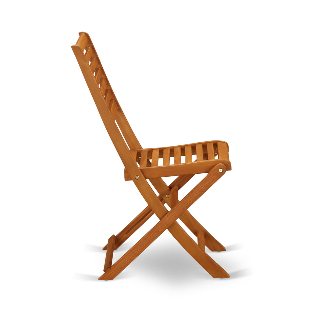 DEBS9Q7SF 9 Piece Patio Dining Ensemble with Wood Table and Folding Side Chairs, Natural Finish
