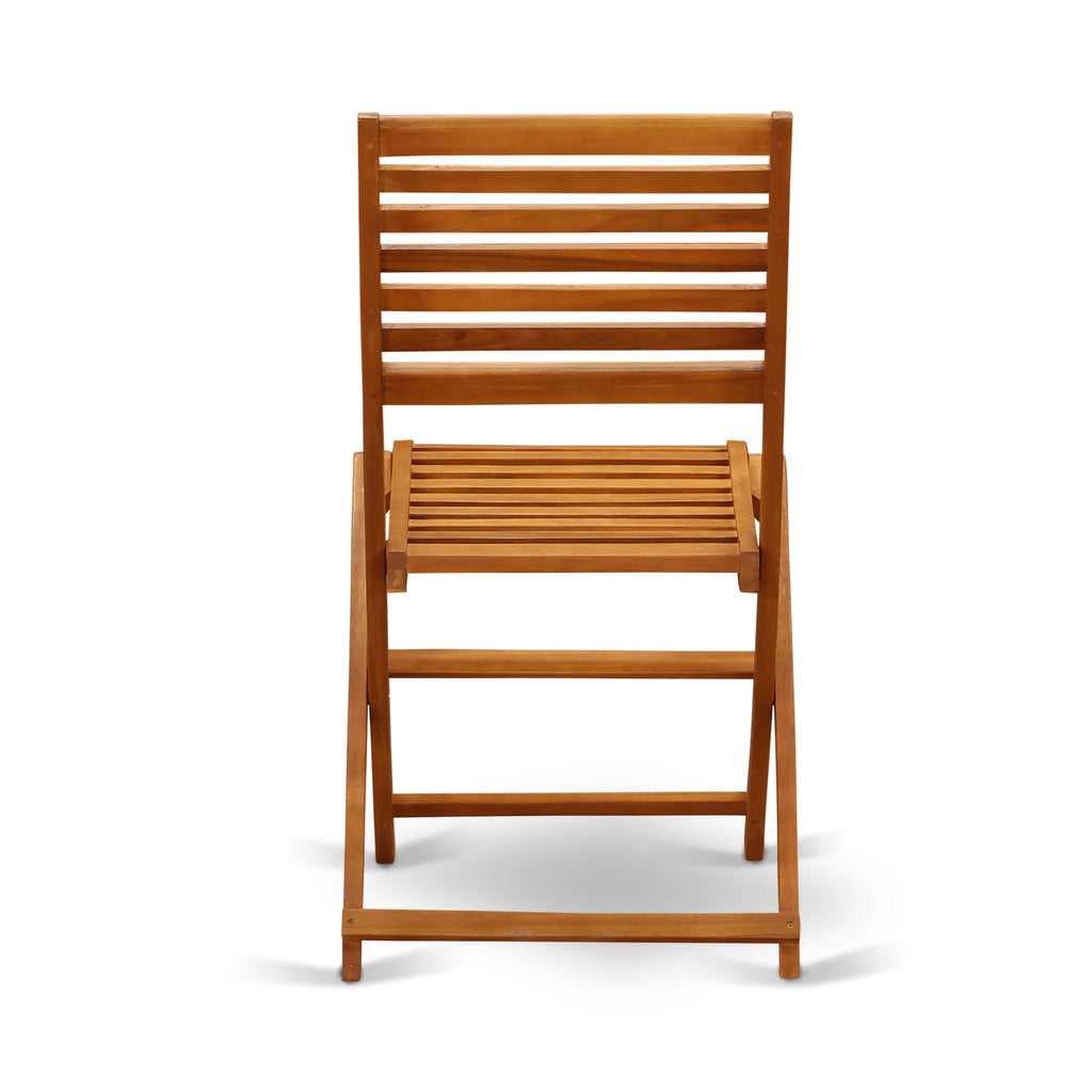 DEBS9Q7SF 9 Piece Patio Dining Ensemble with Wood Table and Folding Side Chairs, Natural Finish