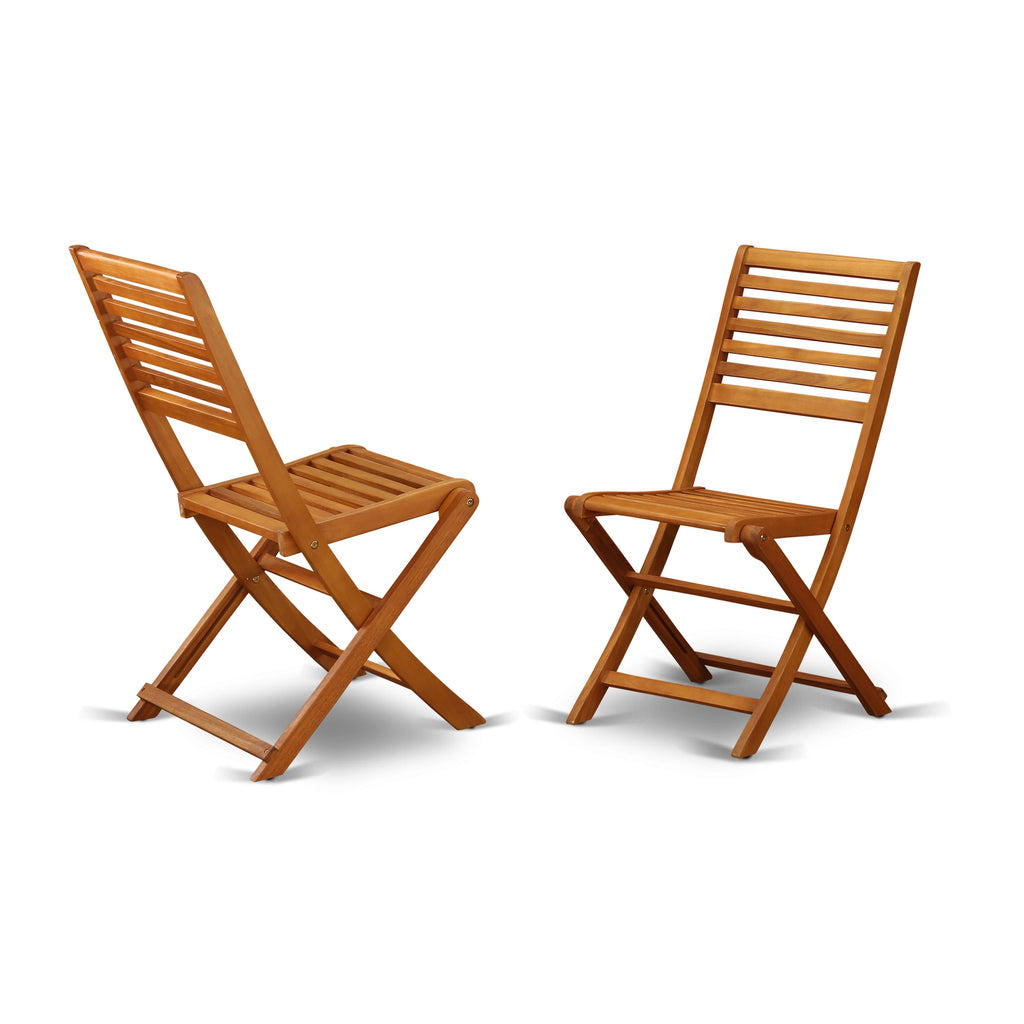 DEBS9Q7SF 9 Piece Patio Dining Ensemble with Wood Table and Folding Side Chairs, Natural Finish