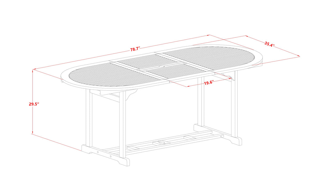 BSHD7QNZ7 Set 7-Piece Natural Finish Outdoor Dining with Acacia Wood Table & Folding Chairs