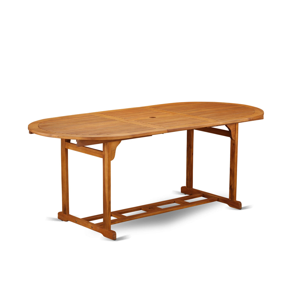 BSCN5A4SX 5-Piece Oval Wooden Patio Dining Ensemble with Folding Arm Chairs, 36x78 in, Natural