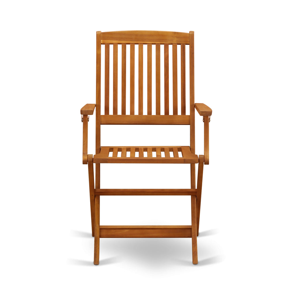 AECM5KMH4 5-Piece Patio Dining Set with Rectangle Table & Foldable Armchairs, Natural Finish