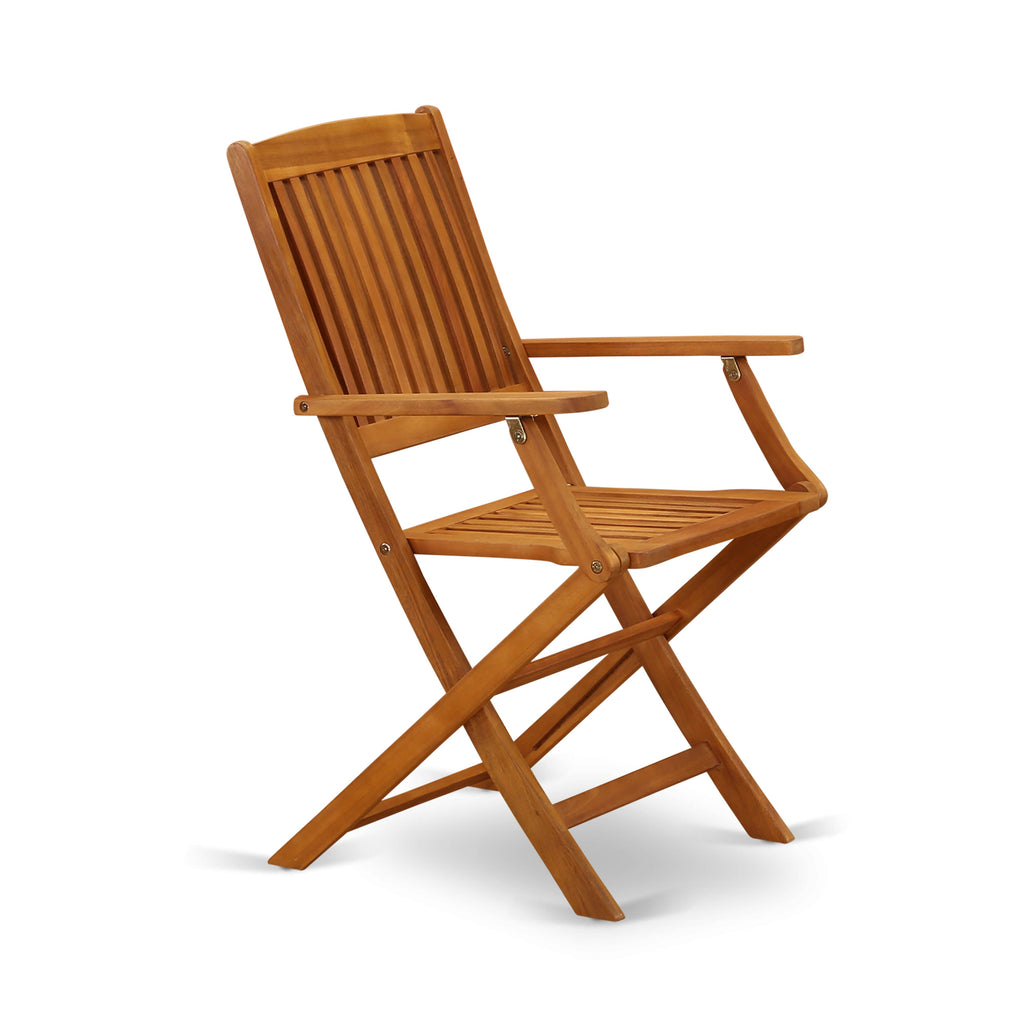 AECM5KMH4 5-Piece Patio Dining Set with Rectangle Table & Foldable Armchairs, Natural Finish