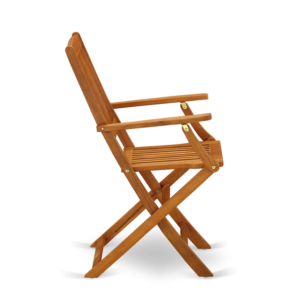 AECM5KMH4 5-Piece Patio Dining Set with Rectangle Table & Foldable Armchairs, Natural Finish