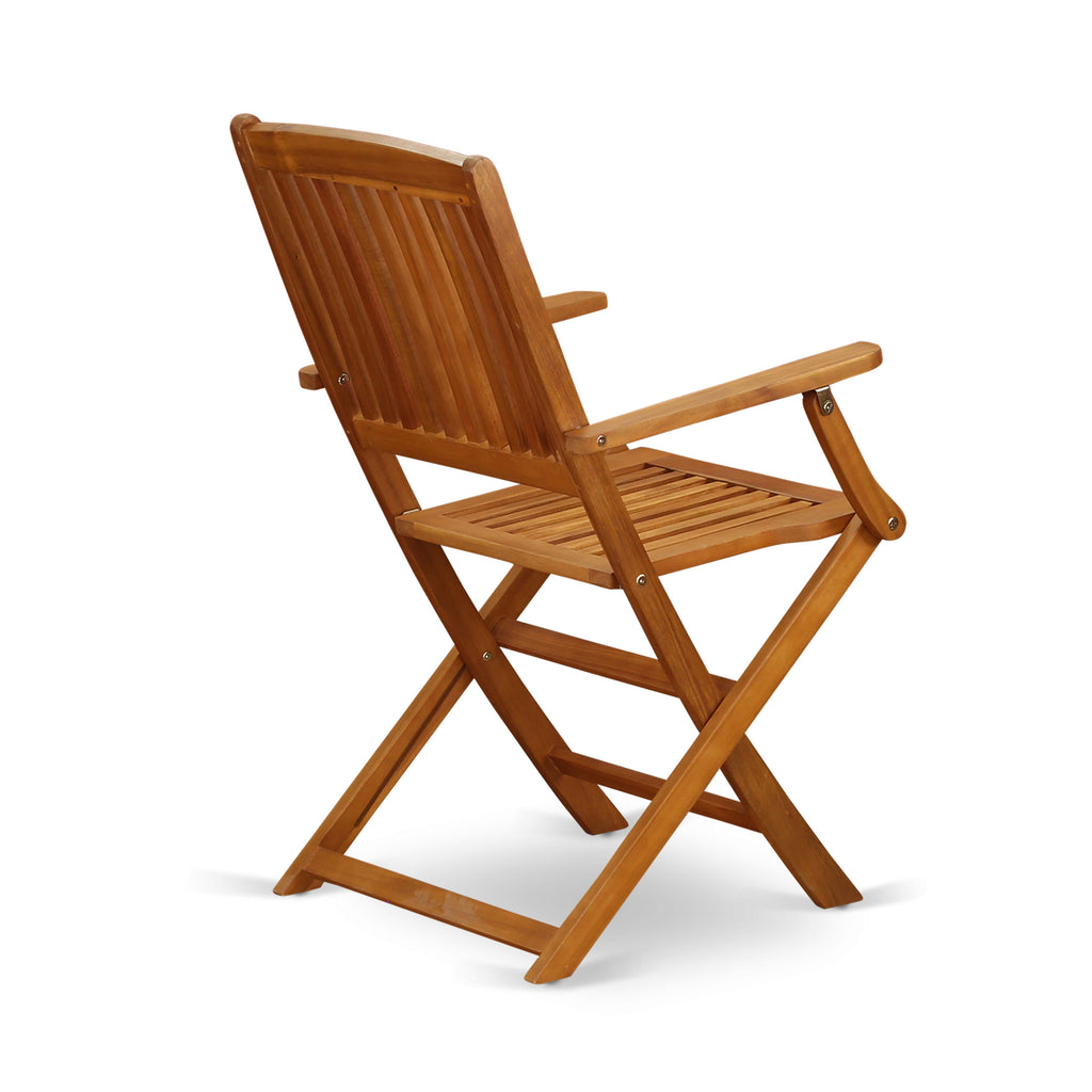 AECM5KMH4 5-Piece Patio Dining Set with Rectangle Table & Foldable Armchairs, Natural Finish
