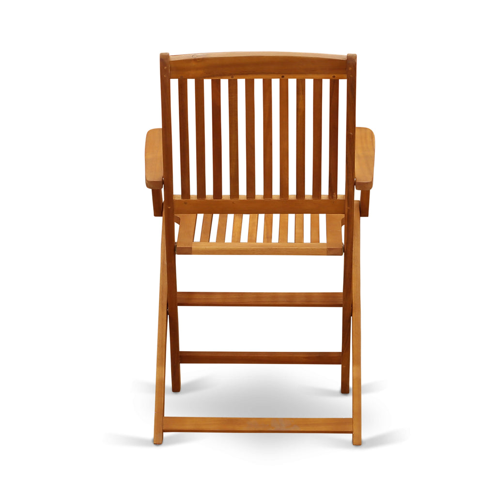 DECM515L9 Outdoor Patio Dining Set with Rectangle Acacia Table and 4 Foldable Chairs, Natural Oil Finish