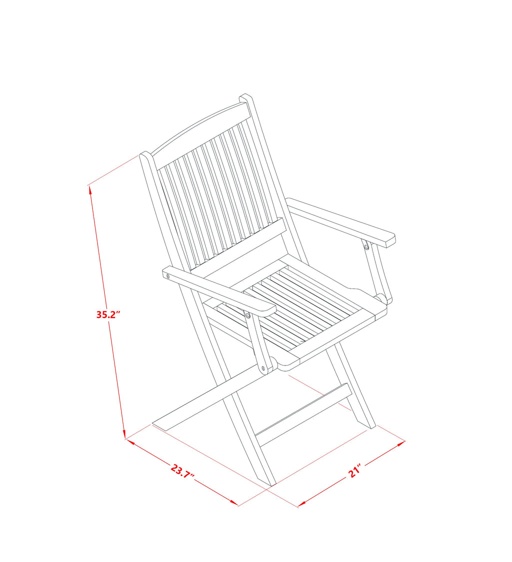 DICM5I7KX 5 Piece Outdoor Dining Set with Oval Acacia Table & Folding Chairs - Natural Finish