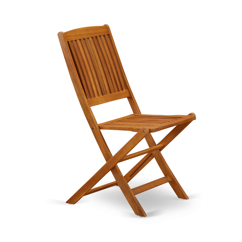 SECM3566H 3-Piece Patio Chat Set with Acacia Wood Table & Two Foldable Chairs, 26x26 Inches, Oil Finish