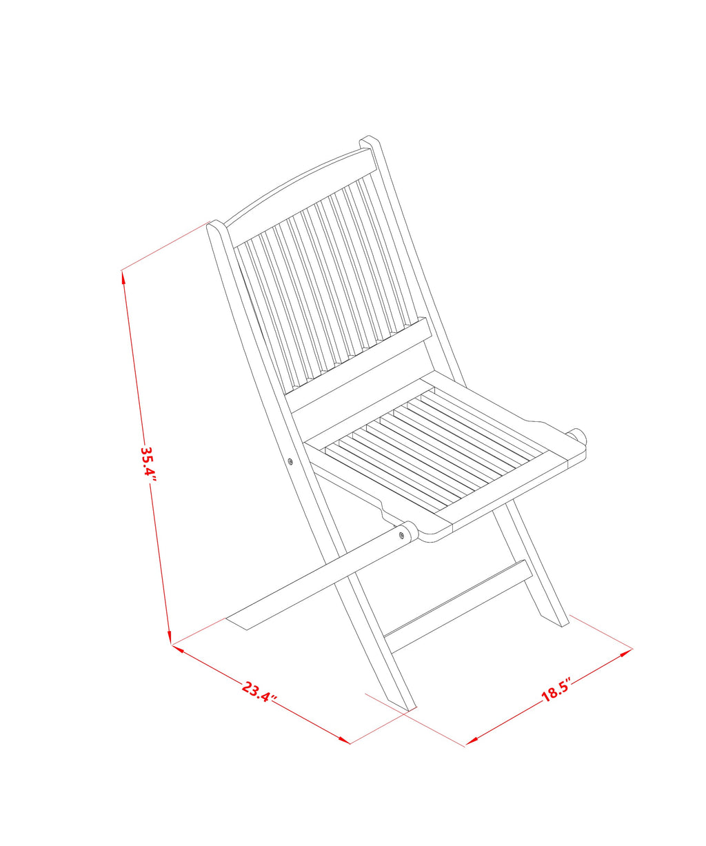 SECM3566H 3-Piece Patio Chat Set with Acacia Wood Table & Two Foldable Chairs, 26x26 Inches, Oil Finish