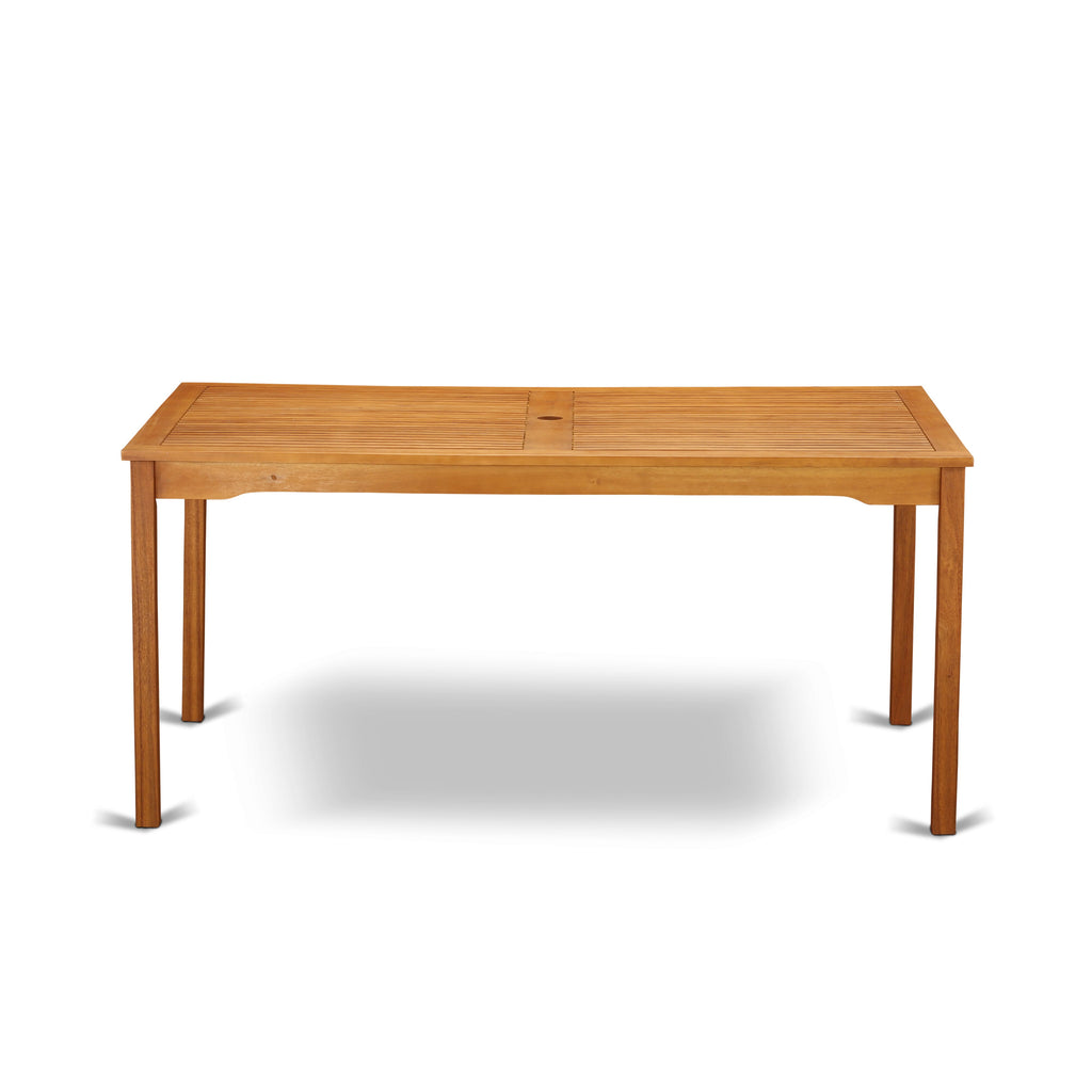 CMDK75XA6 Elegant 7-Piece Acacia Wood Outdoor Dining Ensemble with Rectangular Table & 6 Foldable Seats, Natural Oil
