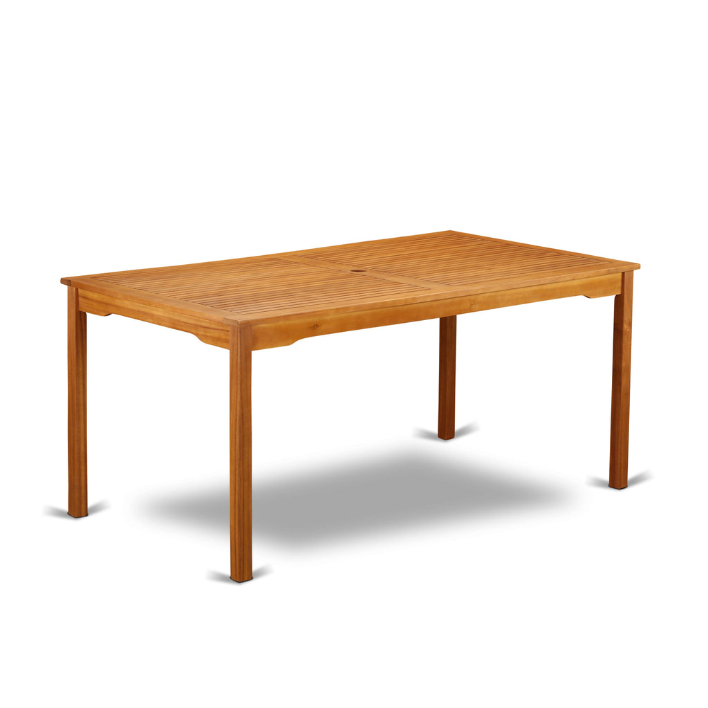 CMDK75XA6 Elegant 7-Piece Acacia Wood Outdoor Dining Ensemble with Rectangular Table & 6 Foldable Seats, Natural Oil