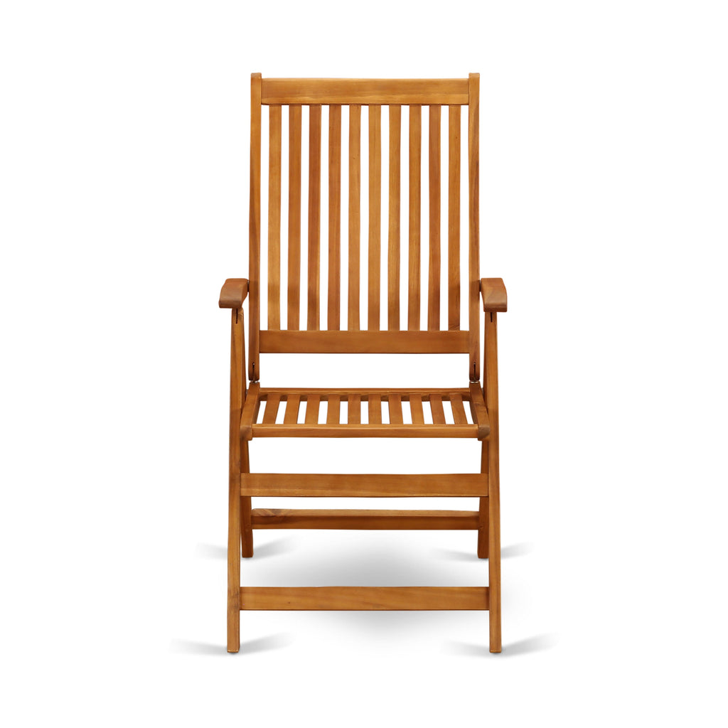 BSCN5A4SX 5-Piece Oval Wooden Patio Dining Ensemble with Folding Arm Chairs, 36x78 in, Natural