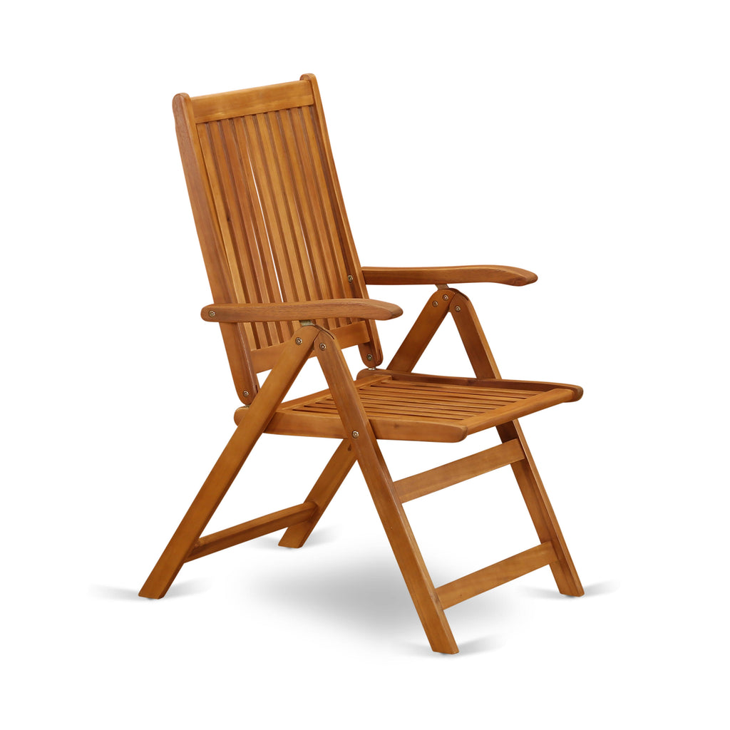 CMCN5SMWQ 5-Piece Outdoor Dining Set with Acacia Wood Table & Adjustable Chairs, Natural Finish