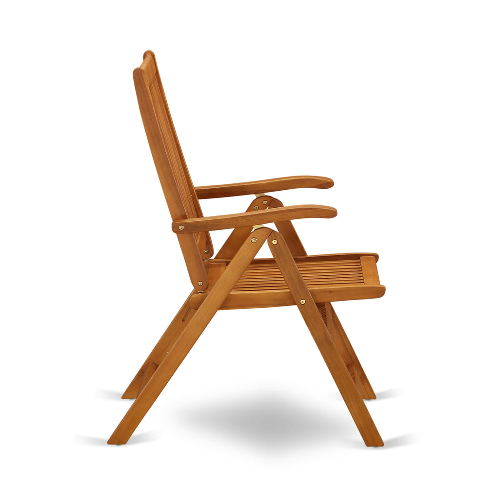 BSCN5A4SX 5-Piece Oval Wooden Patio Dining Ensemble with Folding Arm Chairs, 36x78 in, Natural