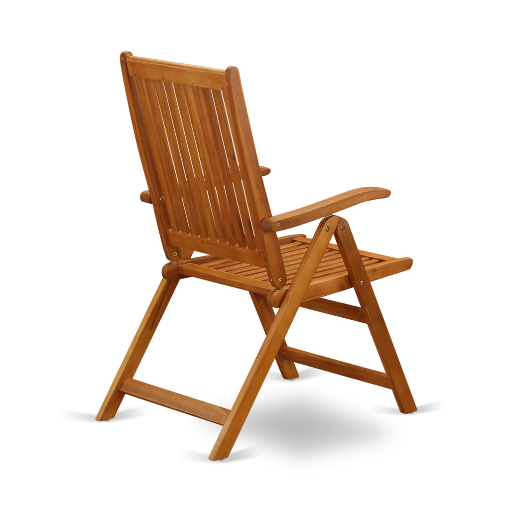 DECN5J9EM 5-Piece Dining Ensemble for Outdoor Patios with Foldable Armchairs and Acacia Table